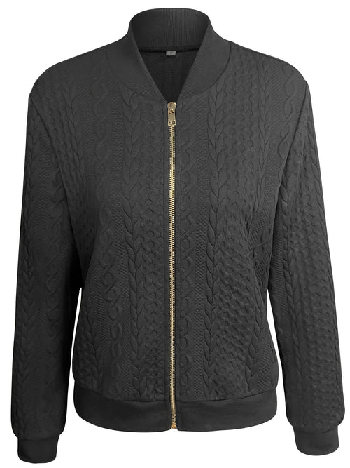 Nina | Casual bomber jacket with texture and zip fastening