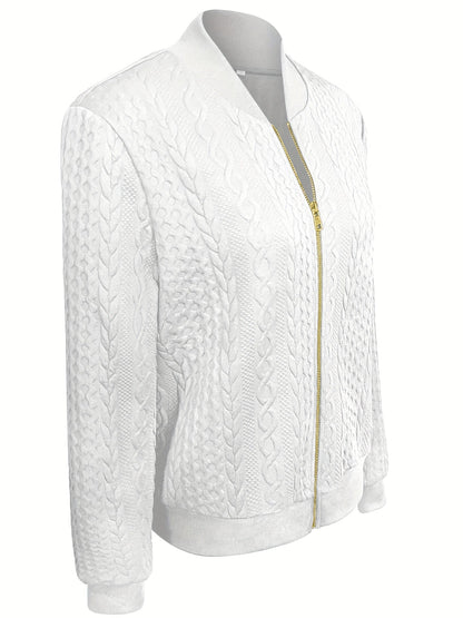 Nina | Casual bomber jacket with texture and zip fastening