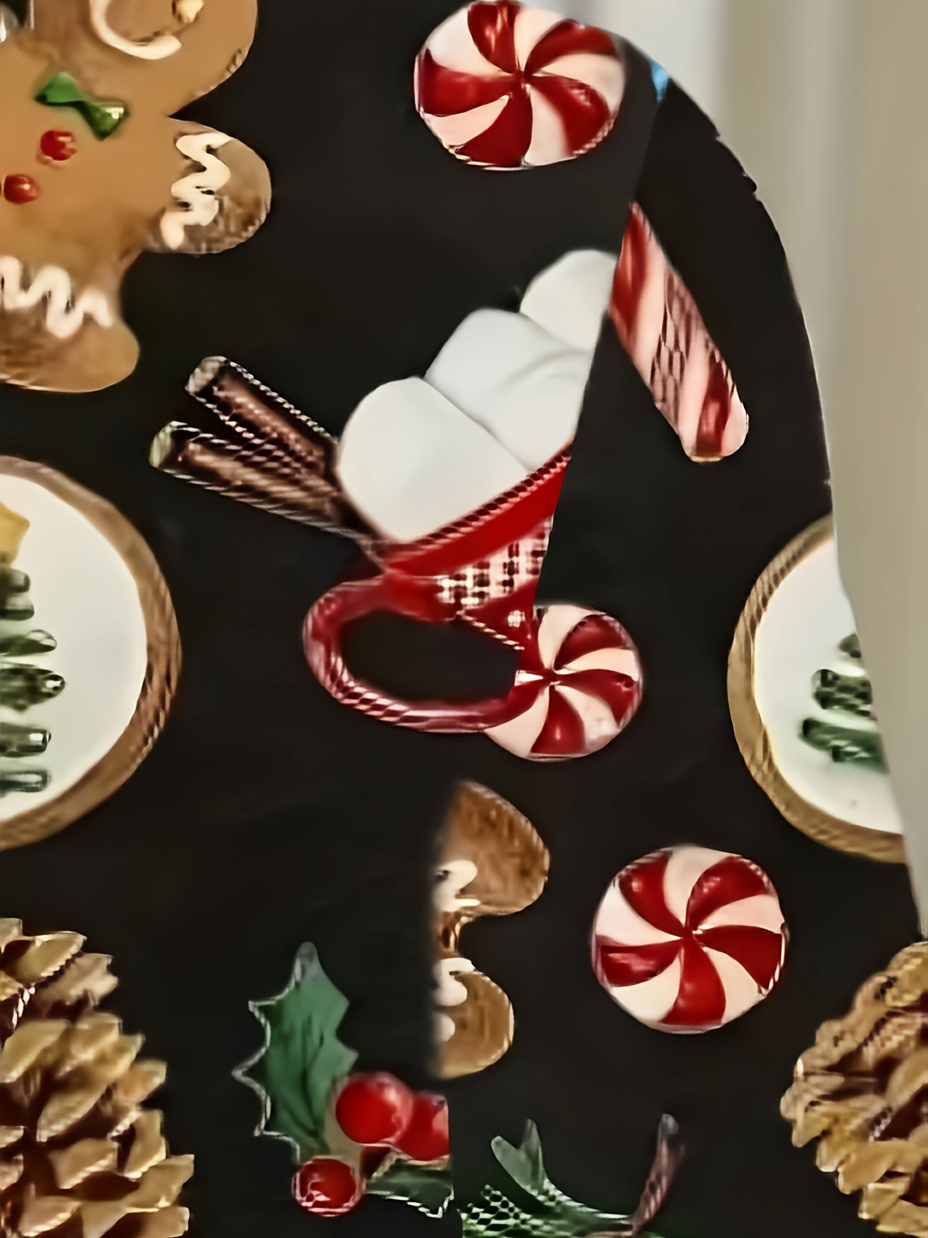 Nina | Casual Christmas Print Bomber Jacket with Long Sleeves and Zip