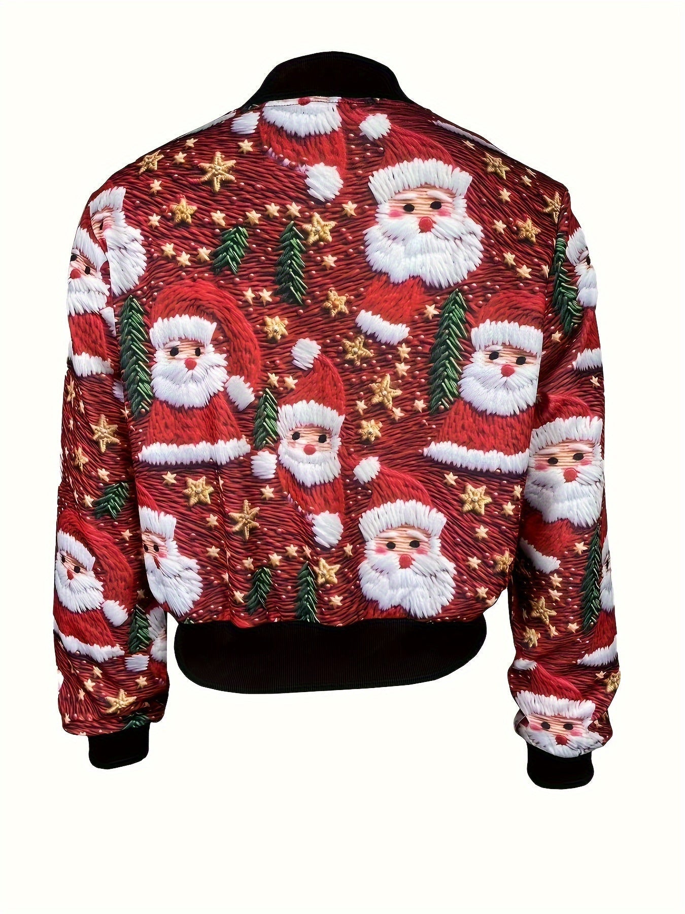 Nina | Casual Christmas Print Bomber Jacket with Long Sleeves and Zip