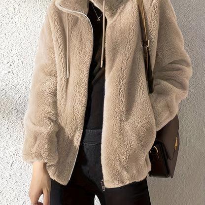 Nina | Casual warm teddy coat with drawstring and zip