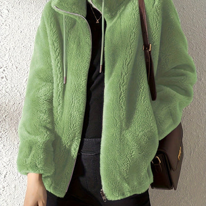 Nina | Casual warm teddy coat with drawstring and zip