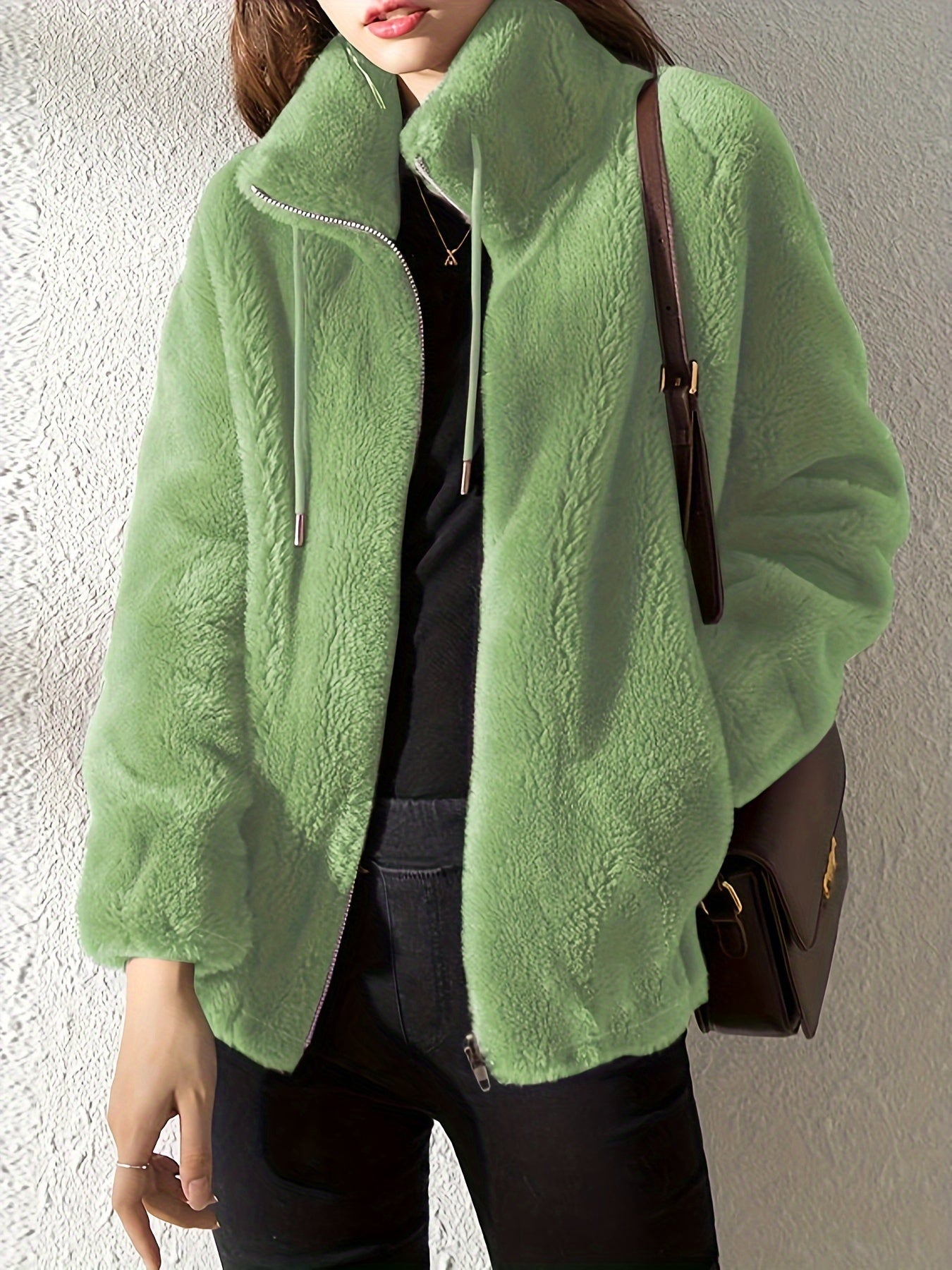 Nina | Casual warm teddy coat with drawstring and zip