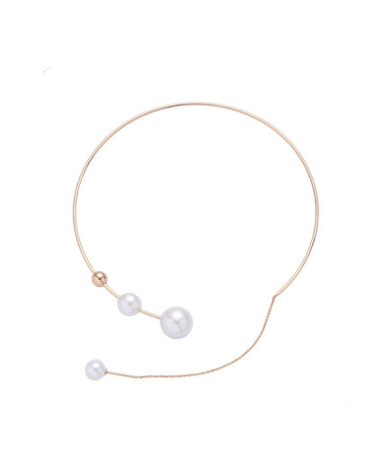 Nina | Clavicle Necklace with Faux Pearl