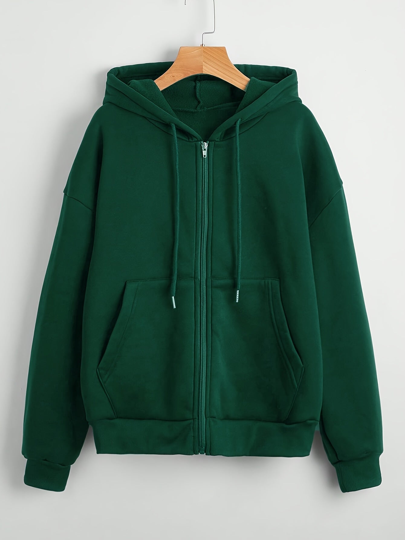 Nina | Plain Colour Hoodie with Drawstring and Thick Zip