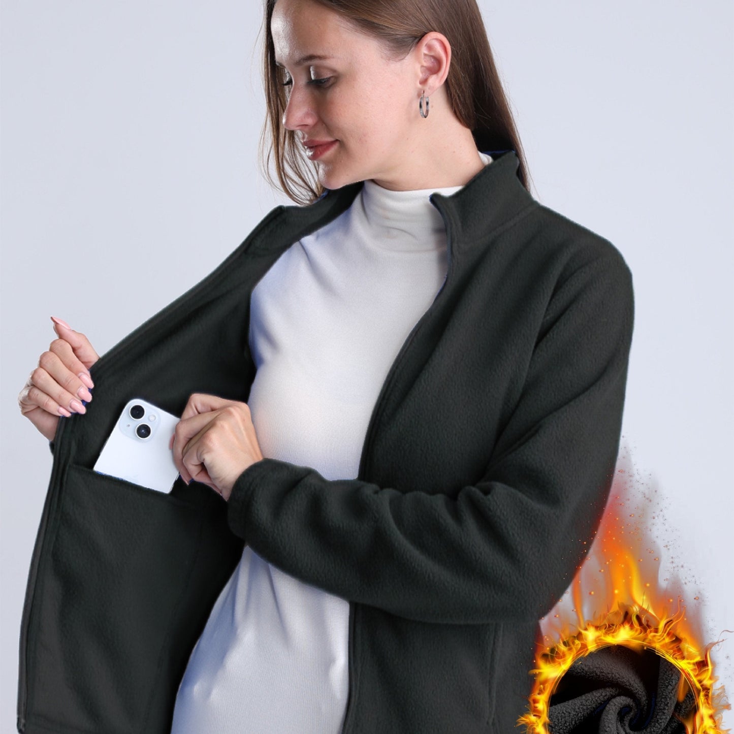 Nina | Plain plush-lined jacket with zip and pockets