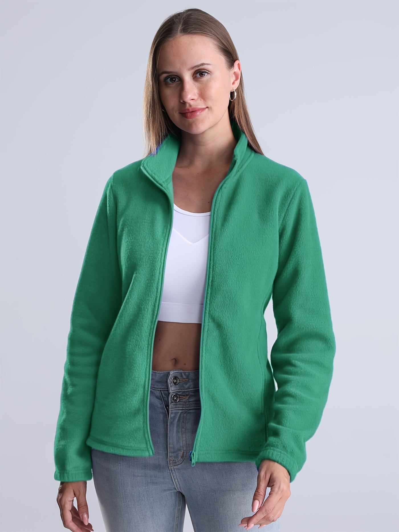 Nina | Plain plush-lined jacket with zip and pockets