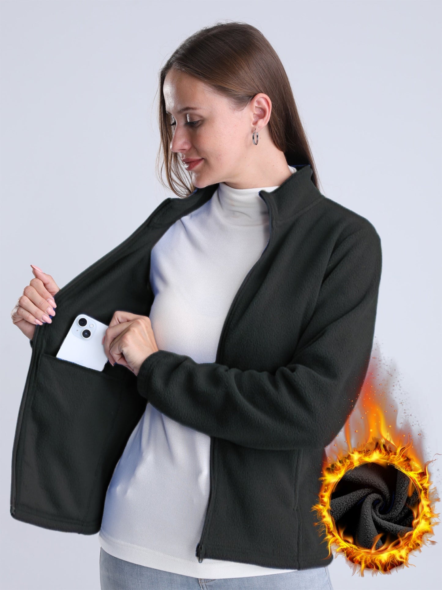 Nina | Plain plush-lined jacket with zip and pockets