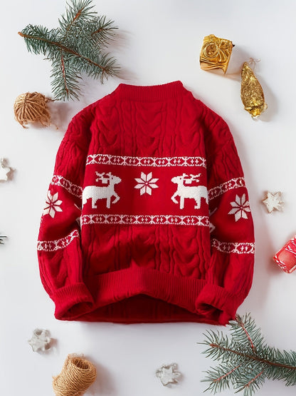 Nina | Festive Reindeer Pattern Knitted Jumper for Women