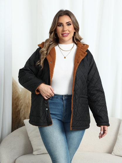 Nina | Plus size plush-lined hooded quilted jacket