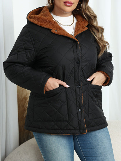 Nina | Plus size plush-lined hooded quilted jacket
