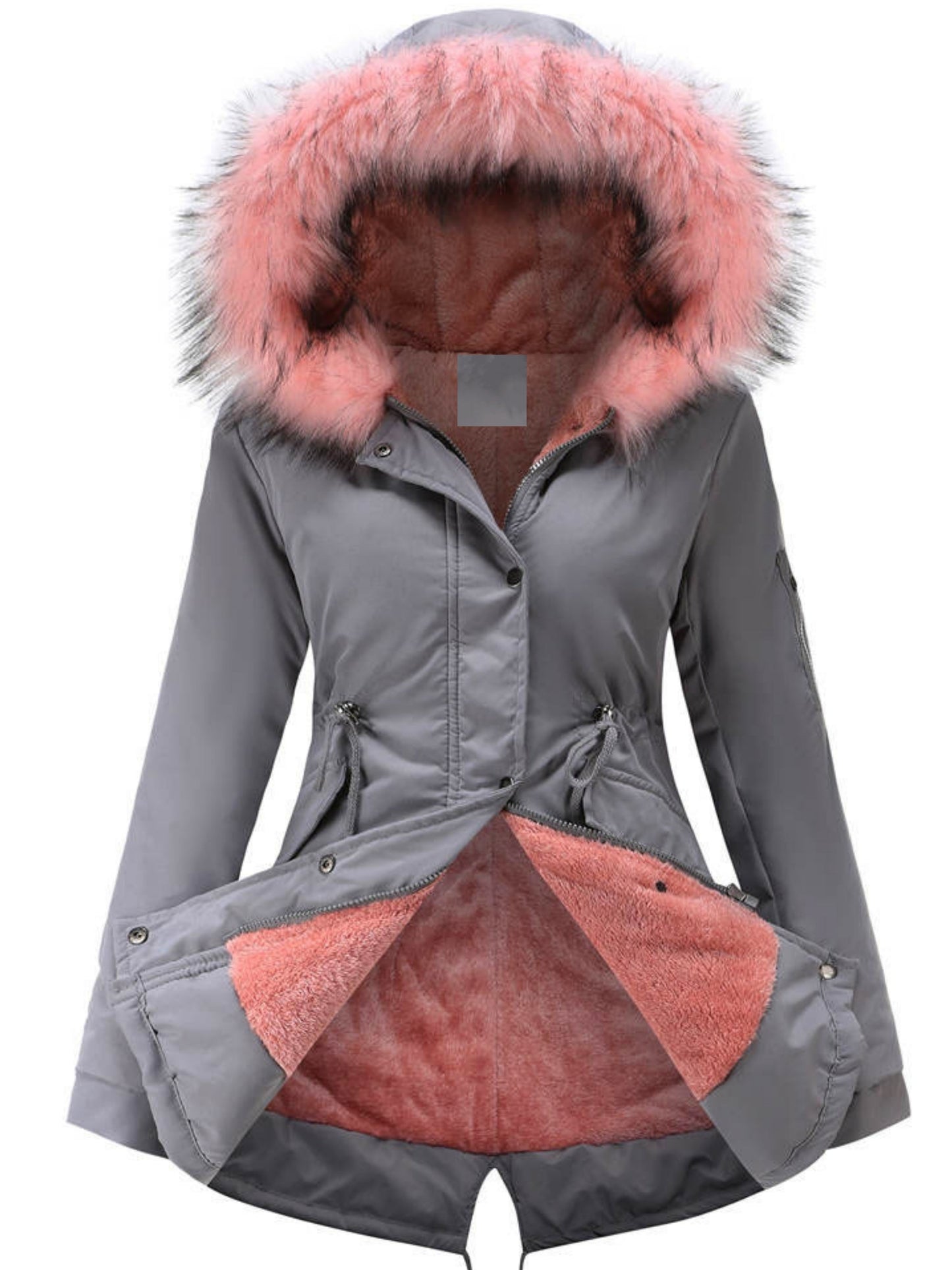 Nina | Zip-up fuzzy hoodie parka jacket