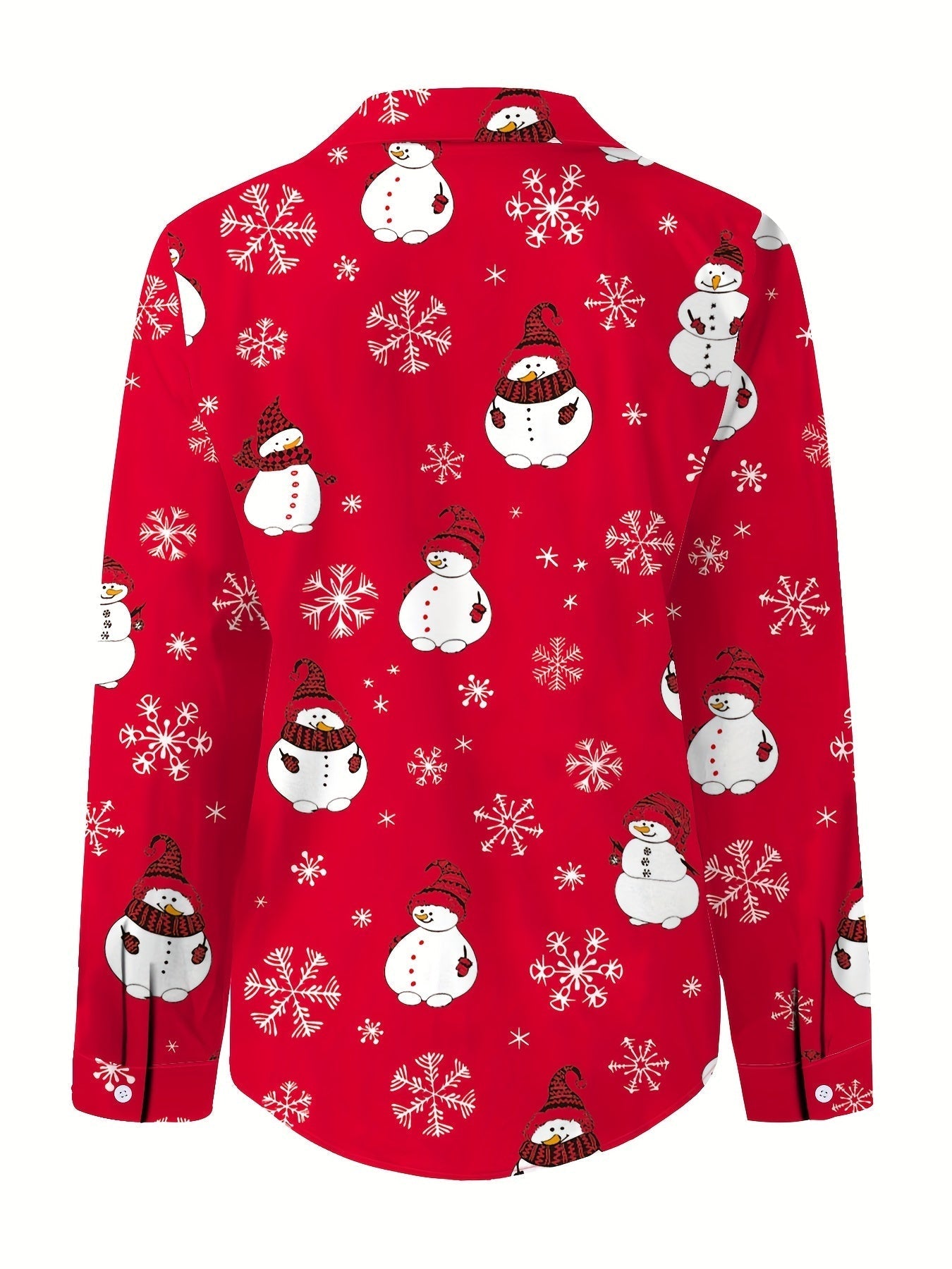 Nina | Cute Christmas Snowman Print Blouse with Long Sleeves
