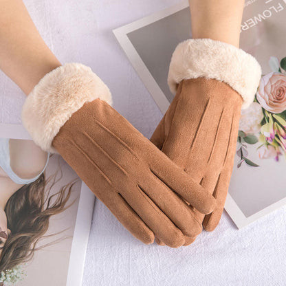 Nina | Stylish Velvet Leather Gloves
