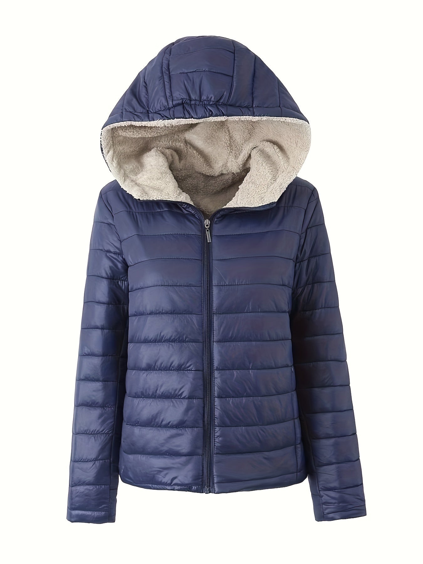 Nina | Warm puffy jacket with zip and faux fur lining