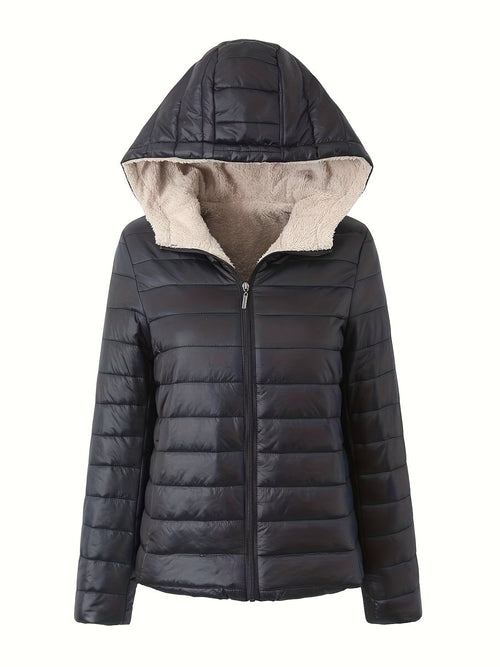 Nina | Warm puffy jacket with zip and faux fur lining