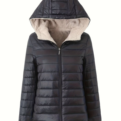 Nina | Warm puffy jacket with zip and faux fur lining