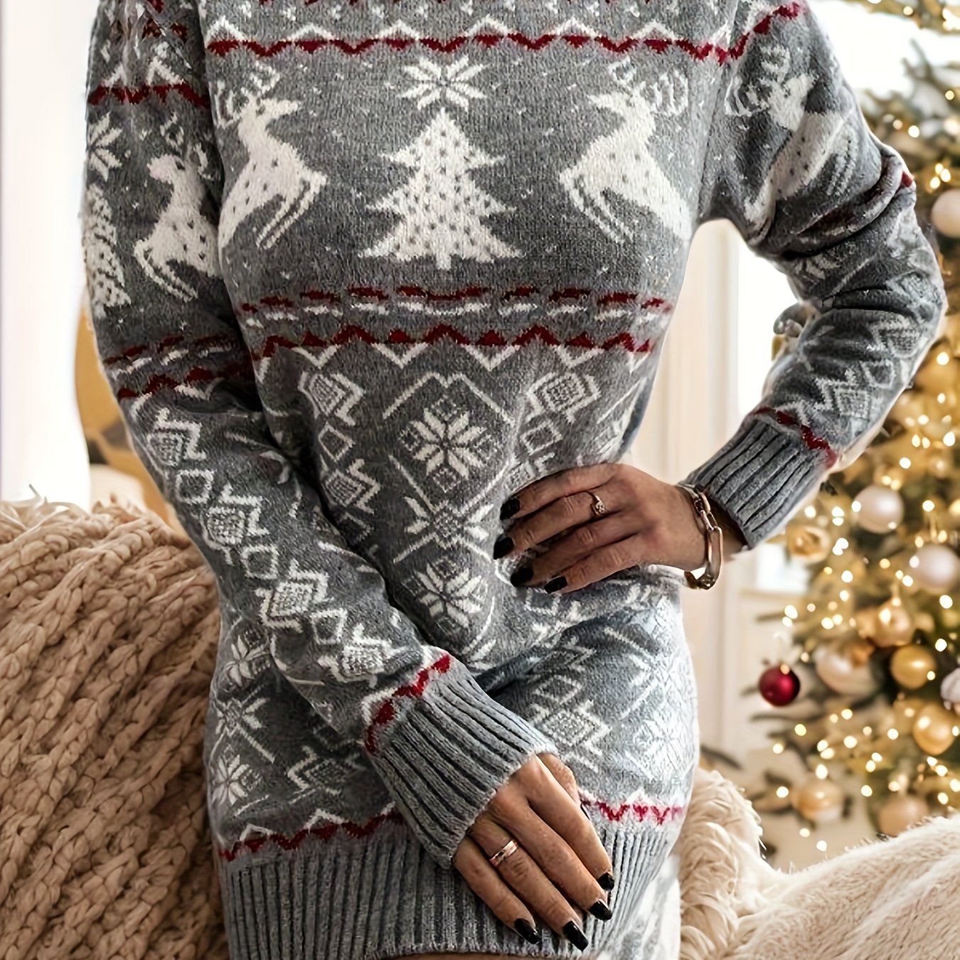 Noa | Elegant Christmas Sweater Dress with Long Sleeves
