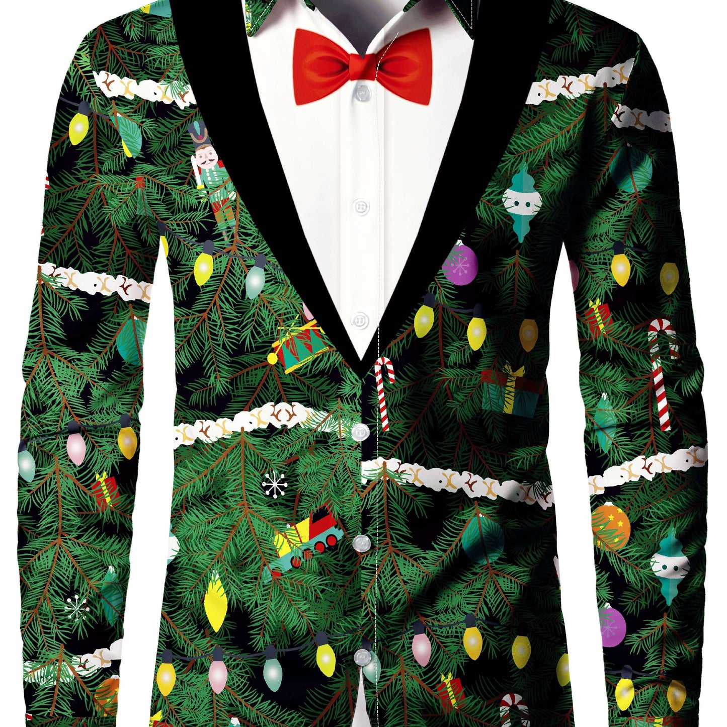 Noah | Christmas Tree Print Men's Shirt with Long Sleeves