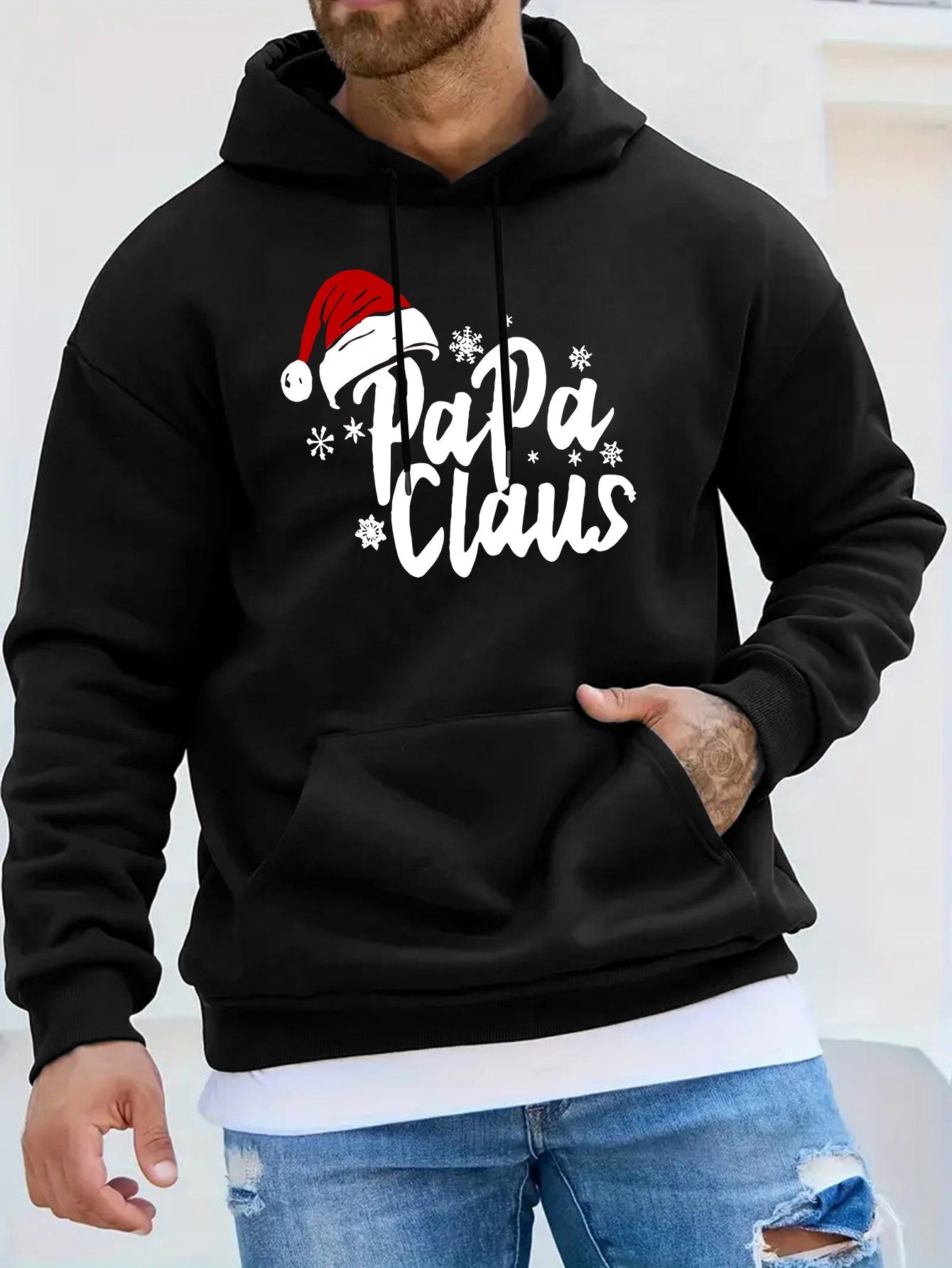 Papaclaus | Santa hoodie with pocket and long sleeves