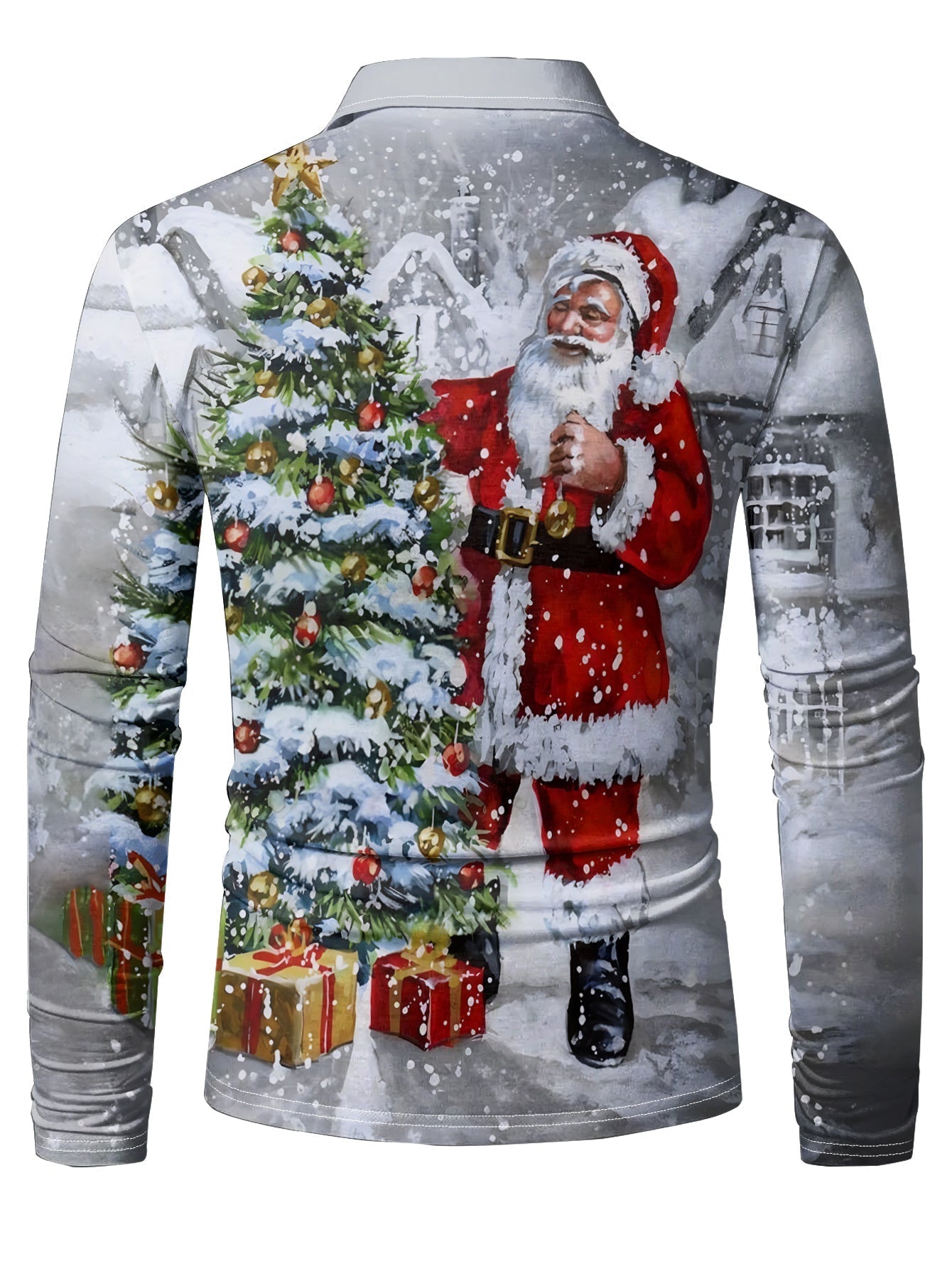 Piet | Casual Long Sleeve Polo with Christmas Print