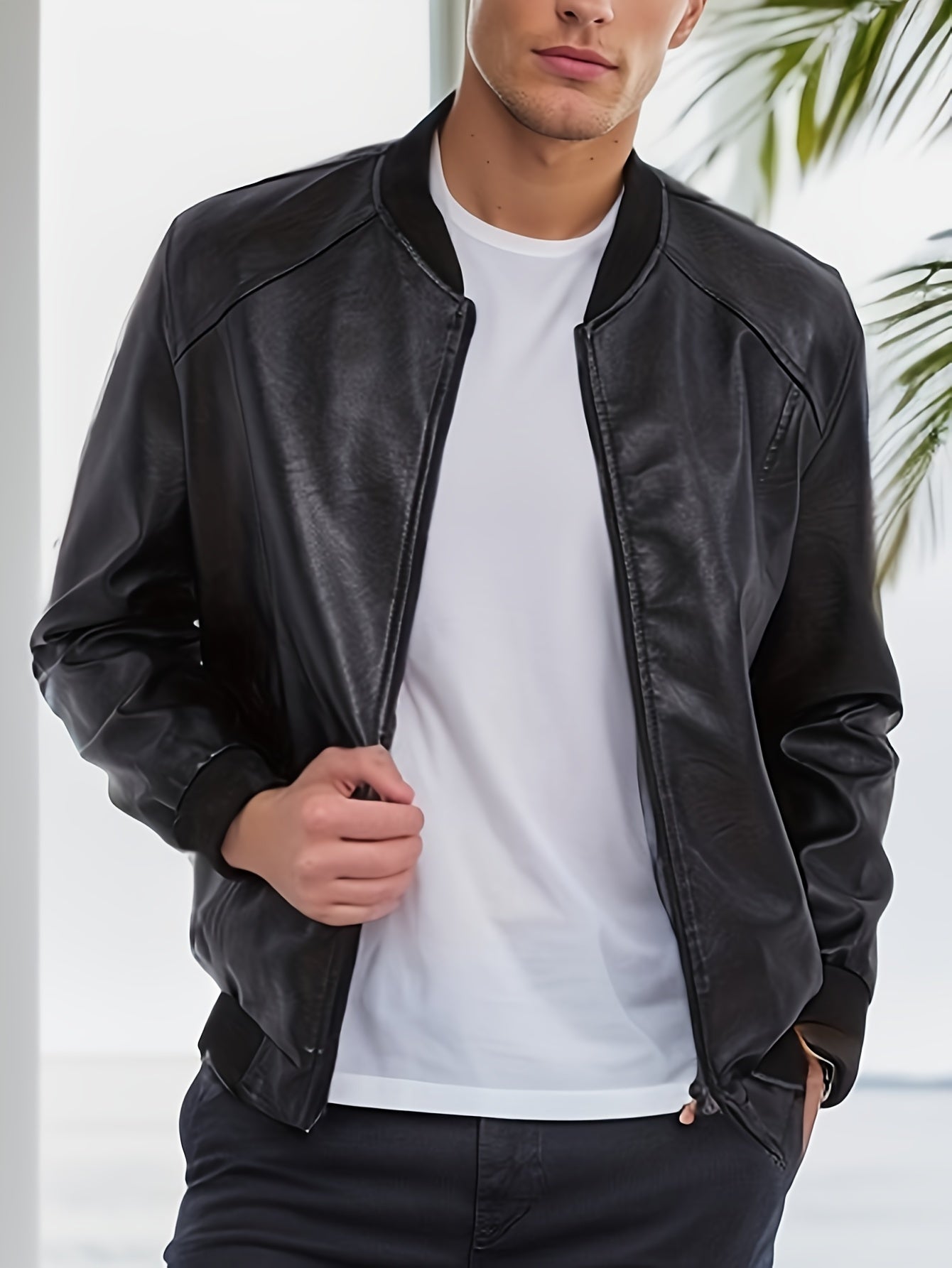 Piet | Classic Design PU Jacket in Solid Colour