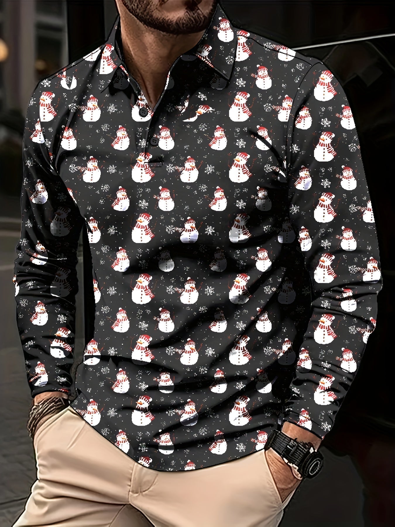 Pim | Casual shirt with Santa print and button closure