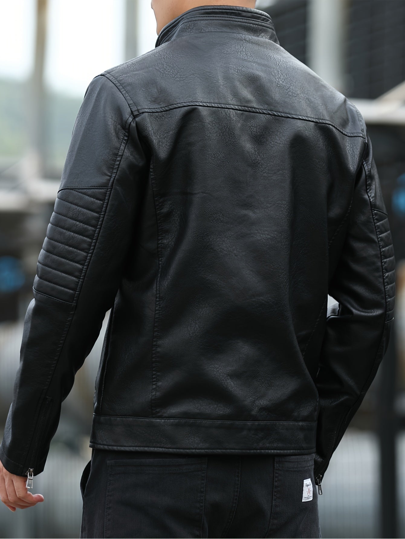 Pim | Men's PU Leather Jacket with Zip Pockets