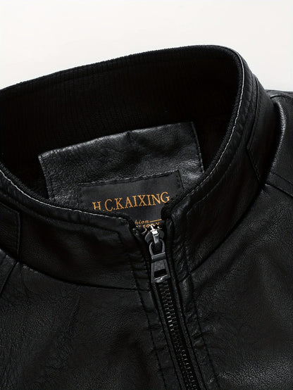 Pim | Men's PU Leather Jacket with Zip Pockets