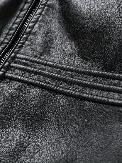 Pim | Men's PU Leather Jacket with Zip Pockets