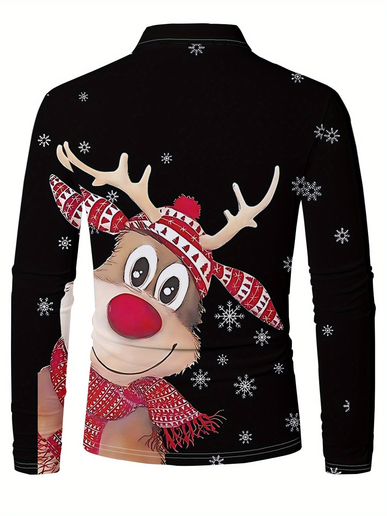 Reindeer | Casual Men's Christmas Shirt with Long Sleeves and Notched Collar