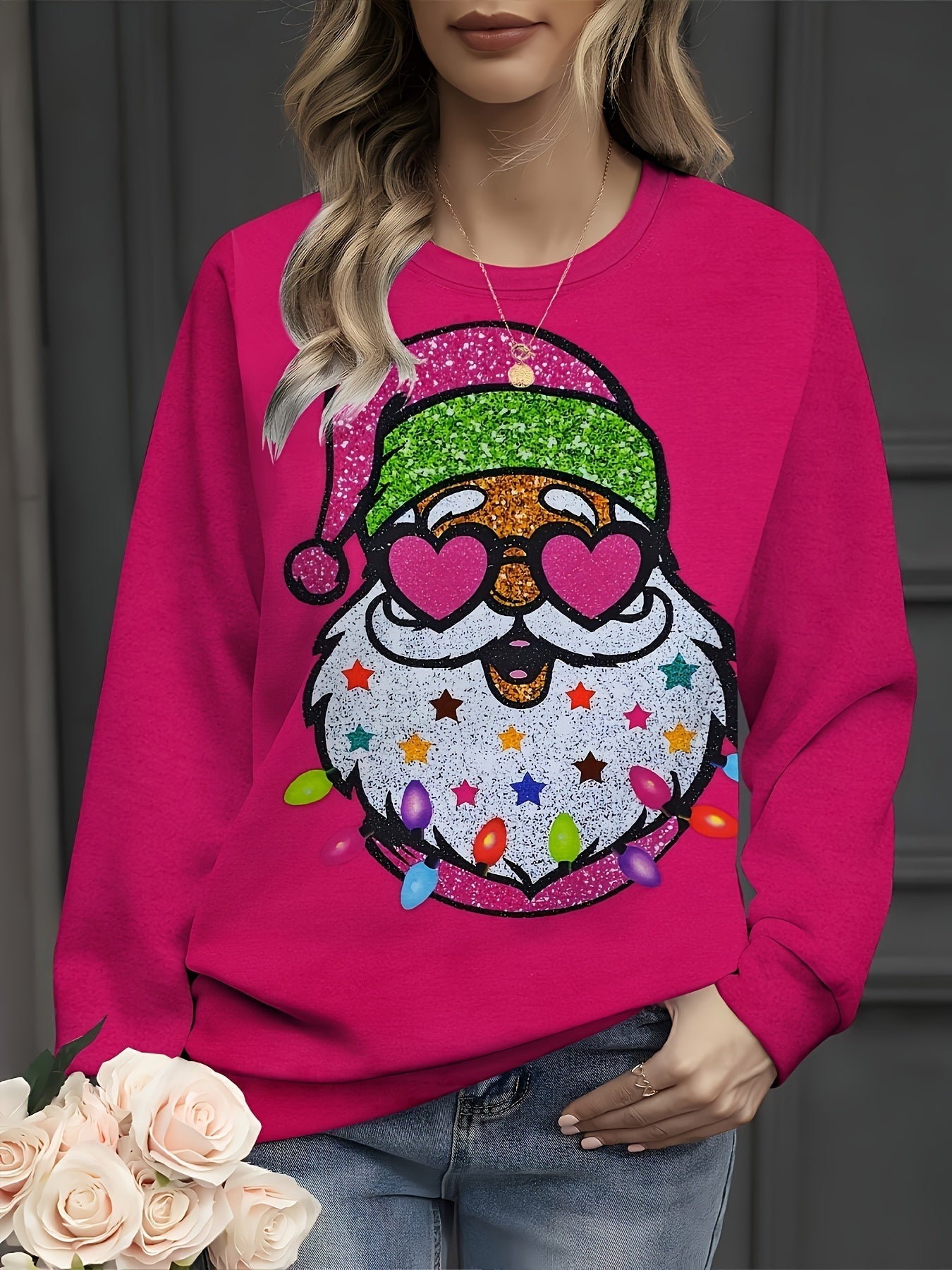 Rose | Breathable Knit Christmas Jumper with 3D Santa Print