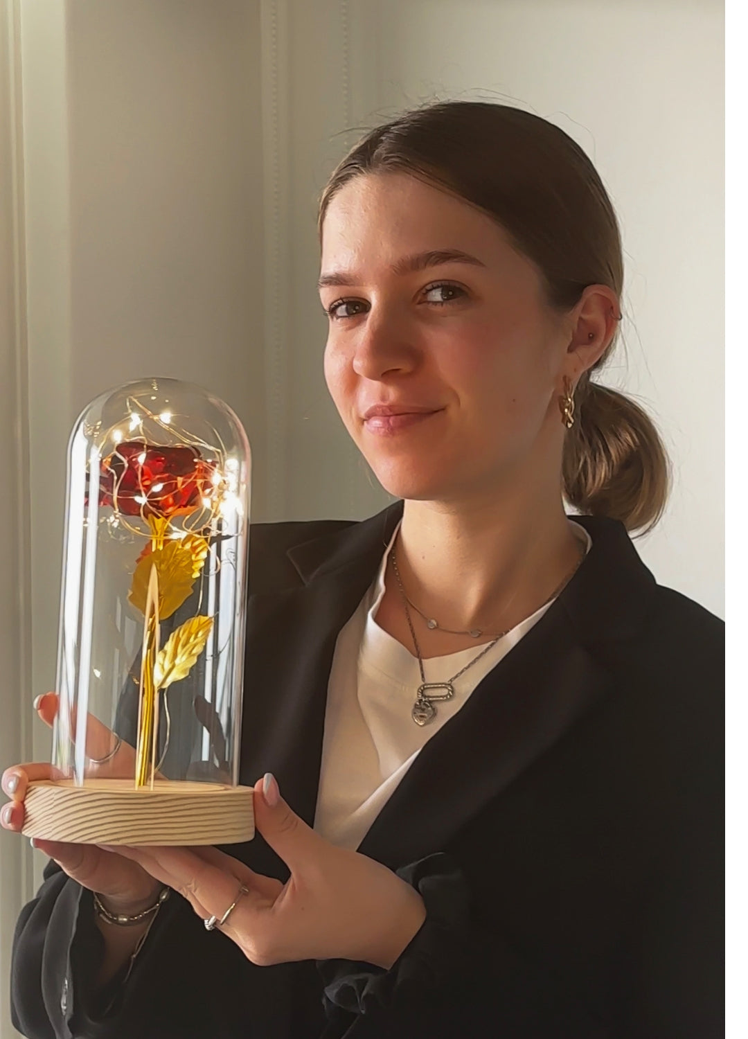 Rose | Gold Coloured Rose in Glass