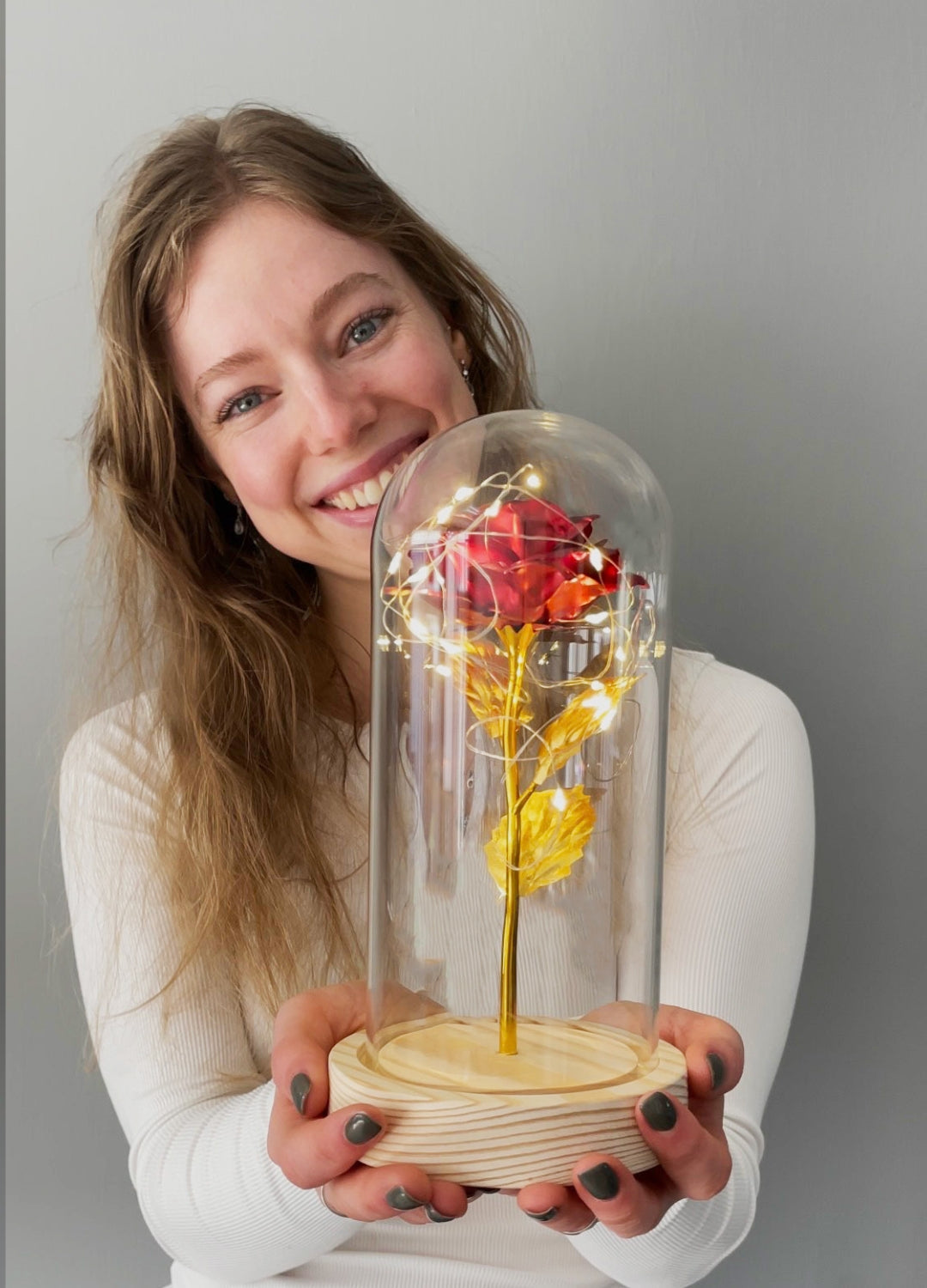 Rose | Gold Coloured Rose in Glass