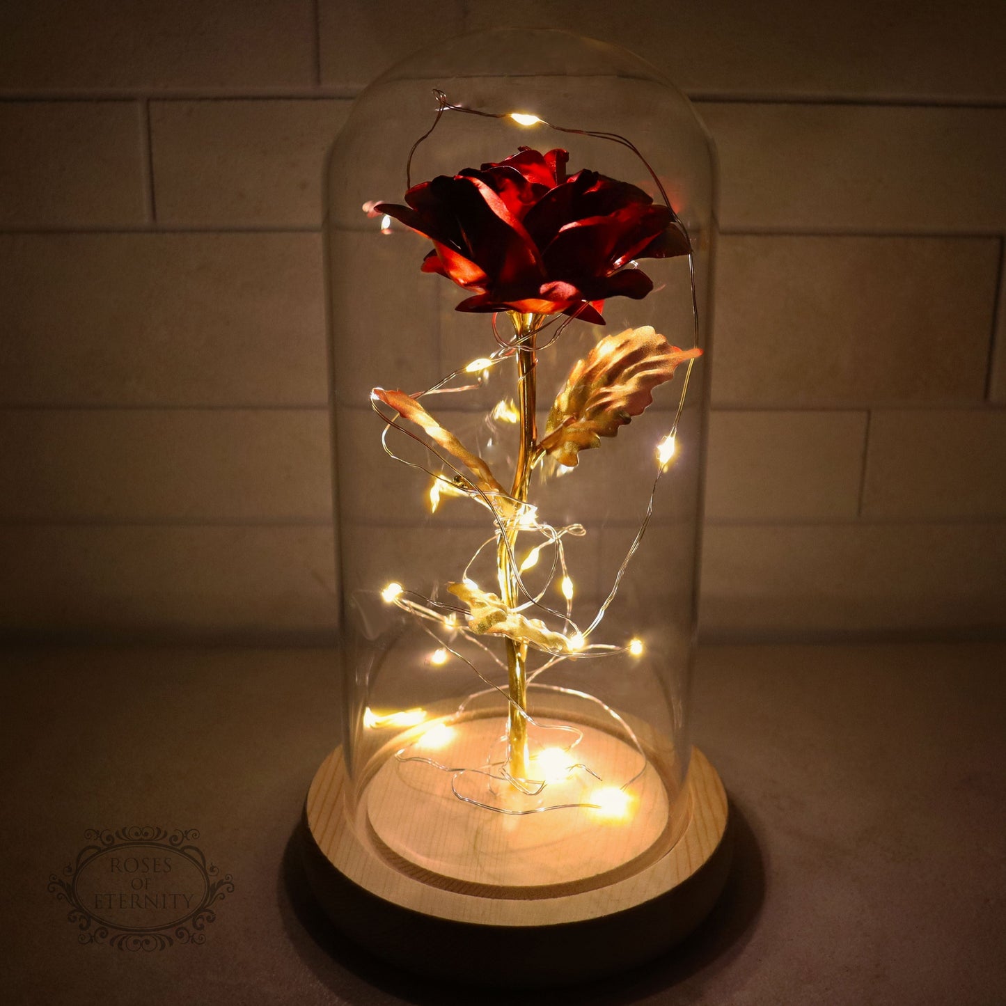 Rose | Gold Coloured Rose in Glass