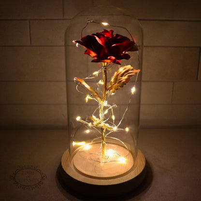 Rose | Gold Coloured Rose in Glass