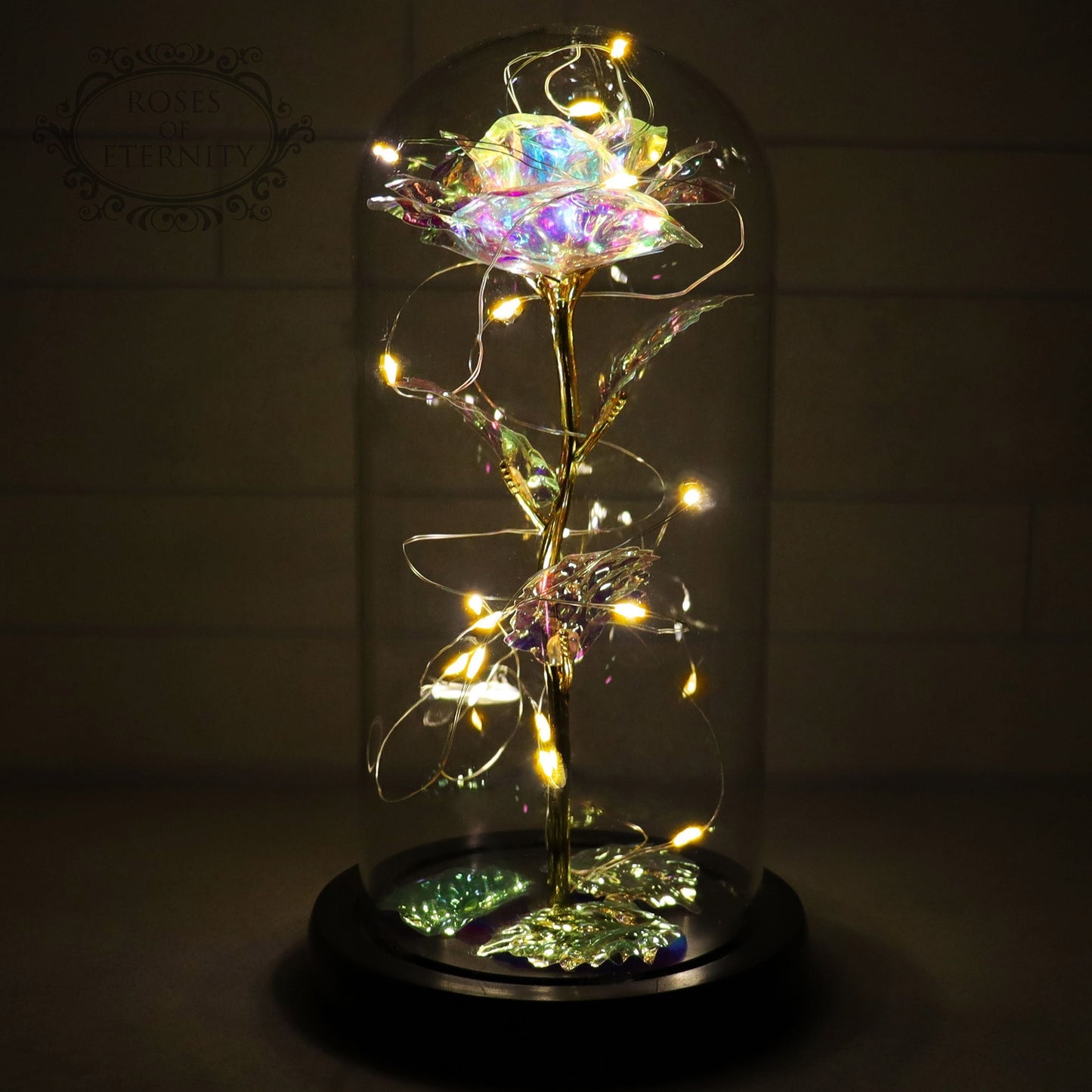 Rose | Gold Coloured Rose in Glass