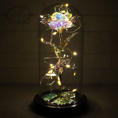 Rose | Gold Coloured Rose in Glass