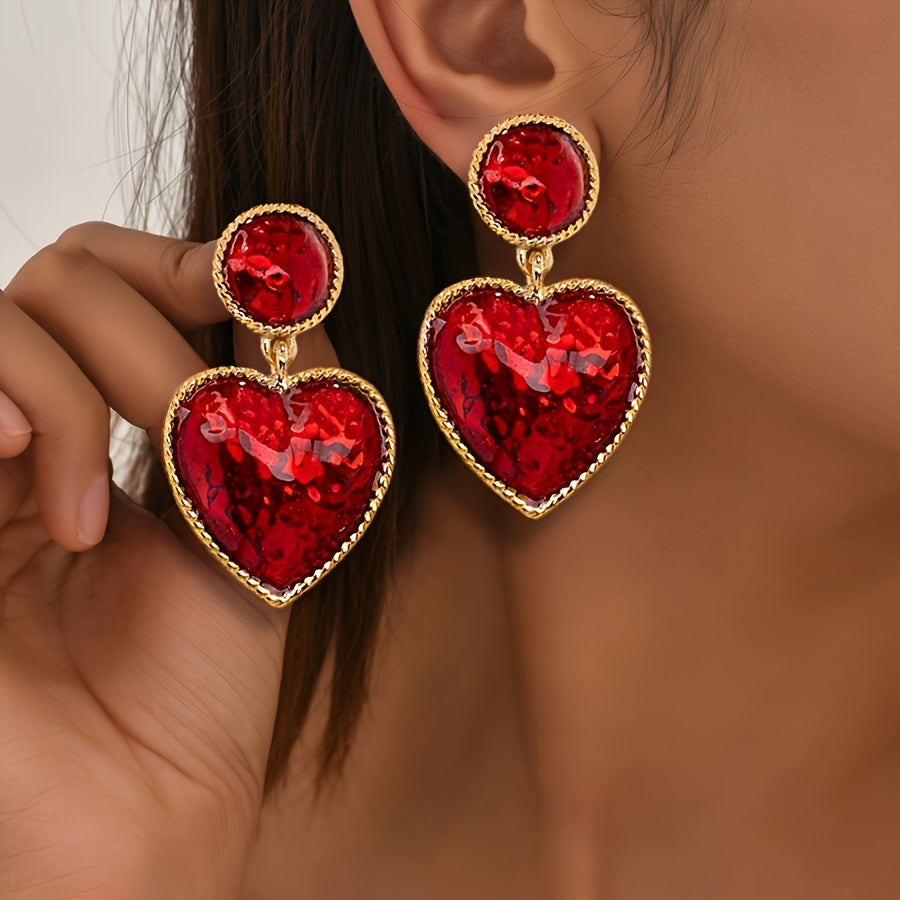 Rosa | Chic Red Heart Drop Earrings