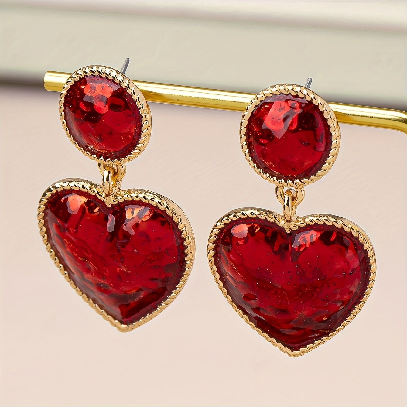 Rosa | Chic Red Heart Drop Earrings