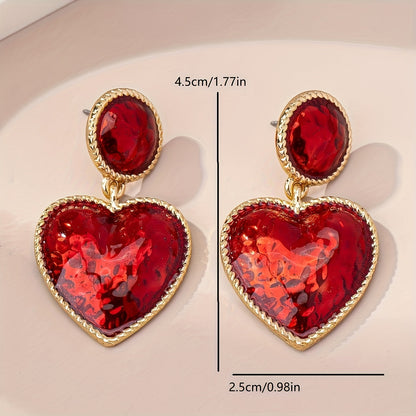 Rosa | Chic Red Heart Drop Earrings