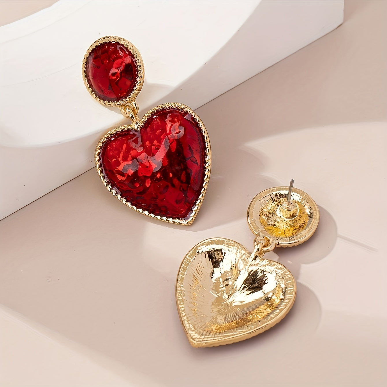 Rosa | Chic Red Heart Drop Earrings