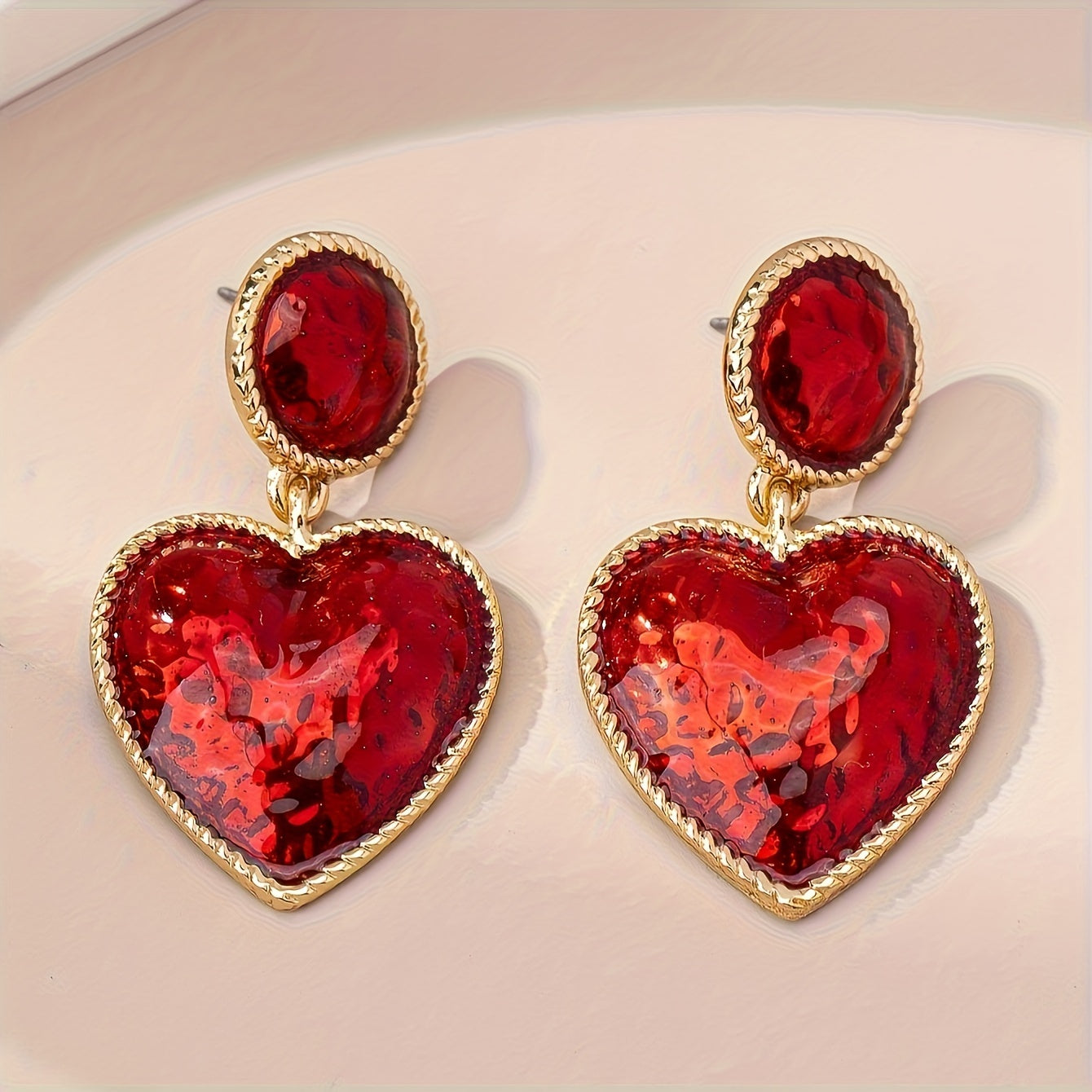 Rosa | Chic Red Heart Drop Earrings
