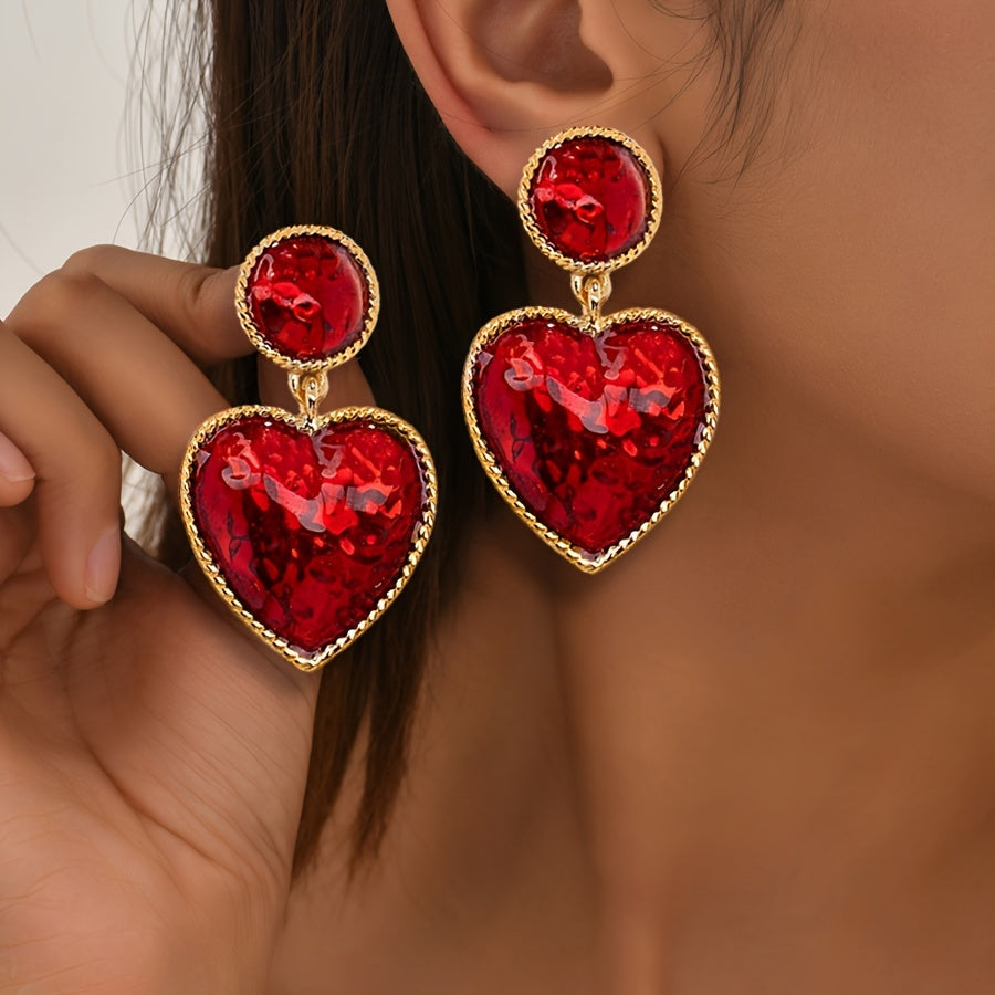 Rosa | Chic Red Heart Drop Earrings