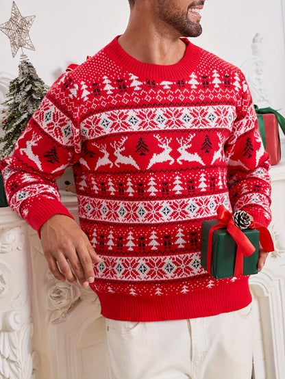 Ruben | Festive Christmas Knitted Men's Jumper with Reindeer Design