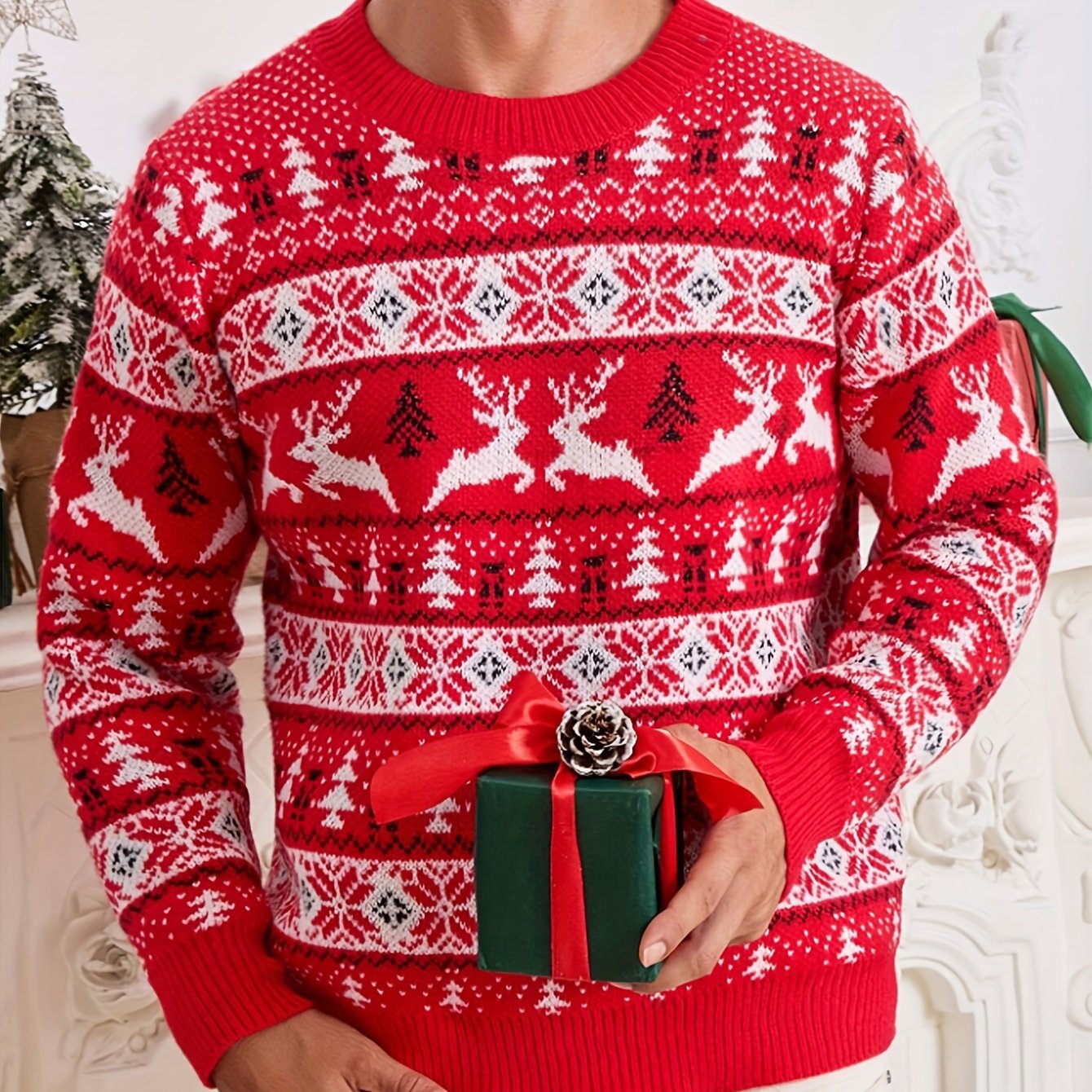 Ruben | Festive Christmas Knitted Men's Jumper with Reindeer Design