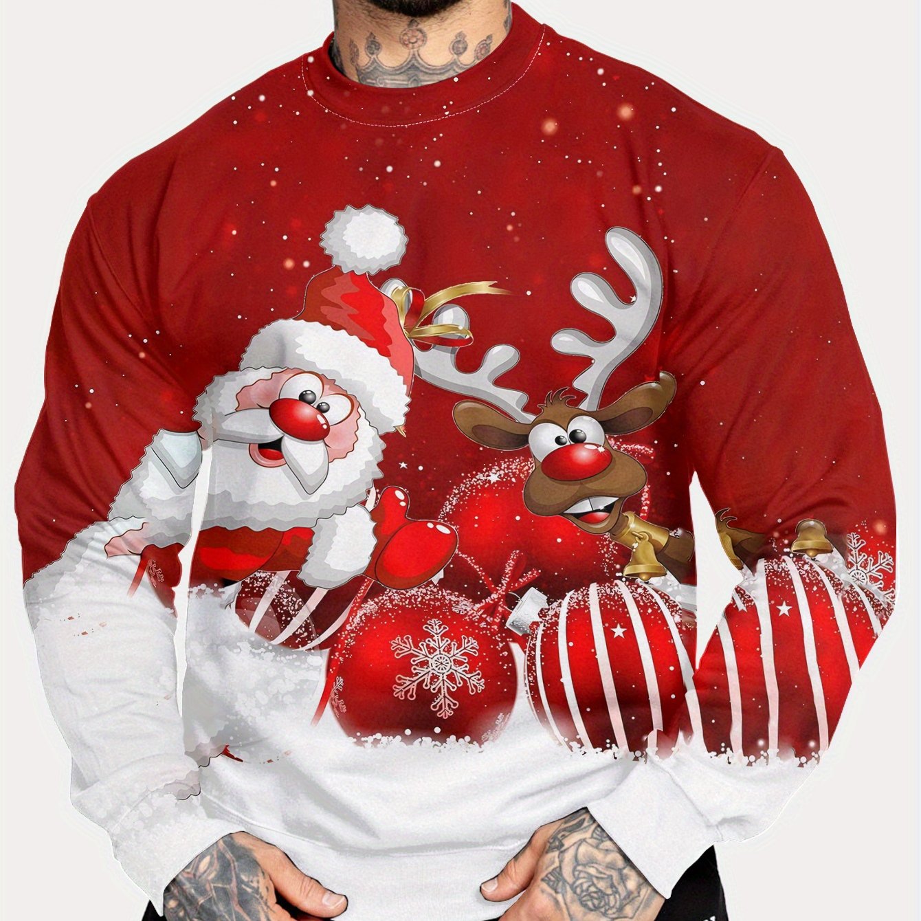 Ruben | Men's Santa and Reindeer Crewneck Sweatshirt