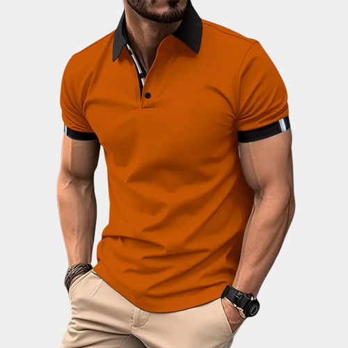 Ruben | Orange Men’s Summer Shirt with Short Sleeves