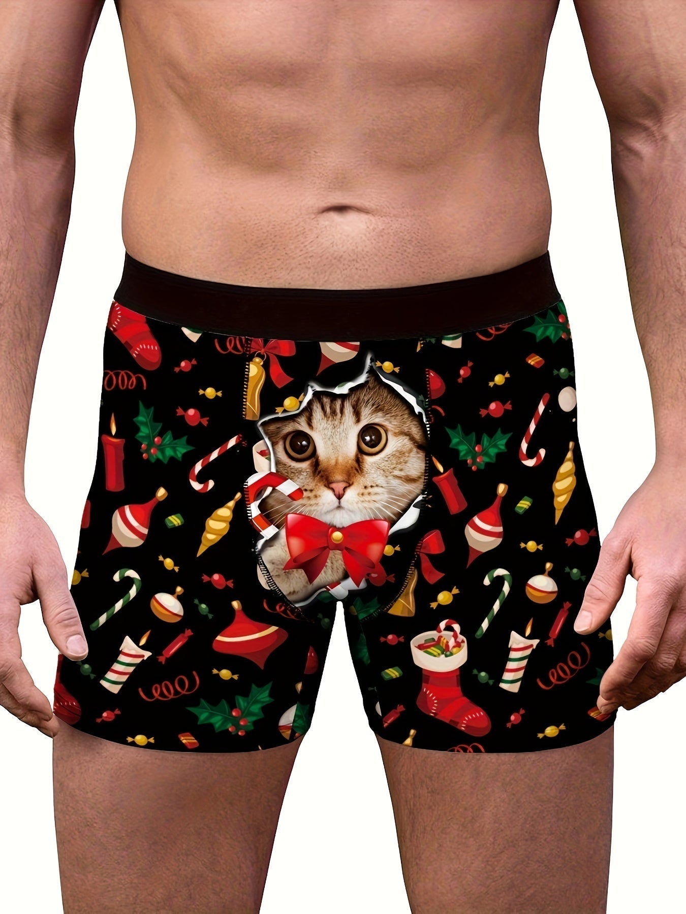Ruben | Stylish Men's Christmas Cat Print Boxer Briefs