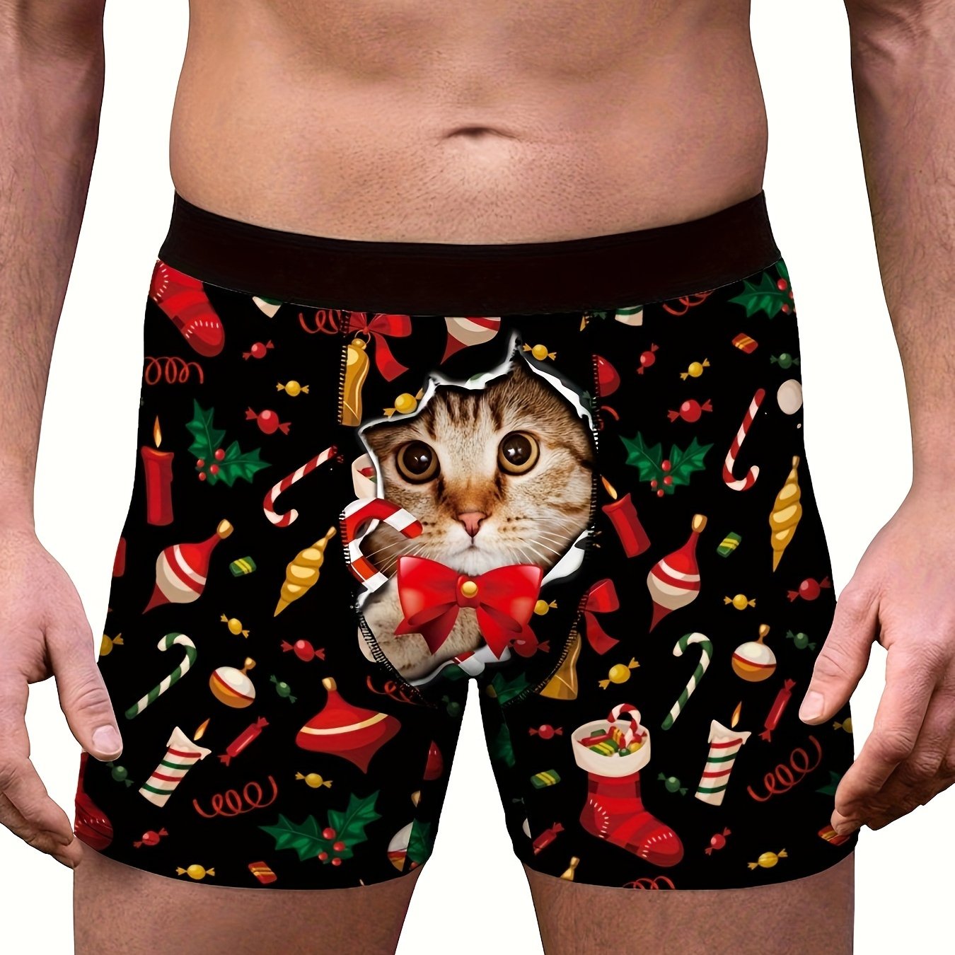 Ruben | Stylish Men's Christmas Cat Print Boxer Briefs